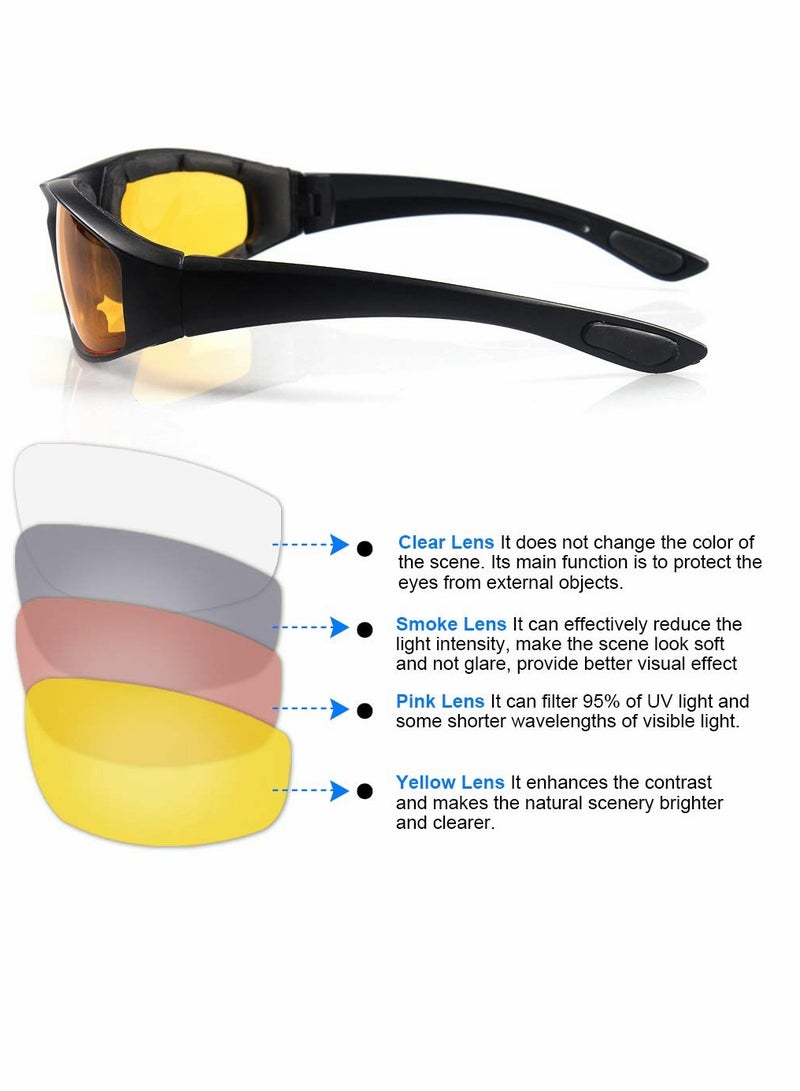 Motorcycle Riding Glasses 3 Pair Padding Goggles UV Protection Dustproof Windproof Motorcycle Sunglasses Outdoor Cycling Glasses Desert Dust Mirror Cycling Mirror Sports Glasses Foam Glasses - Image 5