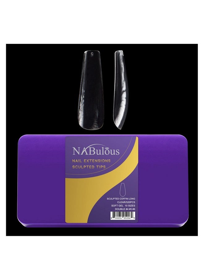 NABULOUS Soft Gel Coffin Shaped Gel Nail Tips Long Length - Durable Full Cover Nail Tips - Made From Real Soft Gel, 10 Sizes, 500 Pieces - Easy To Remove (Coffin Long)  - Image 1