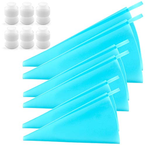 Weetiee Silicone Pastry Bags, Weetiee 3 Sizes Reusable Icing Piping Bags Baking Cookie Cake Decorating Bags (12’’+14’’+16’’)- 6 Pack - Bonus 6 Icing Couplers Fit to Wilton Standard Size Tips - Image 1