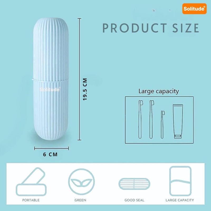 Solitude 2 Pcs Capsule Shape Plastic Portable Toothbrush, Toothpaste, Glasses, Make up Brushes Case Box Storage Organizer Cover for Travel Bathroom Hiking Camping - Image 2