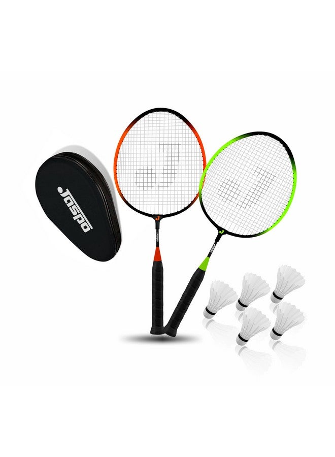 Jaspo Kidzy Steel Badminton Racket Set With 5Pc. Feather Shuttlecock (Multi)-Recommended For Kids Only - Image 1