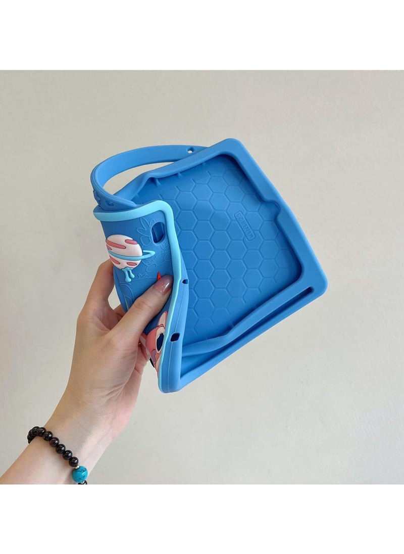VKL - Compatible with Samsung Galaxy Tab A9 Case 8.7 inch 2023: with Pencil Holder & Shoulder Strap, Soft Silicone Multi-Angle Kids Cover for Galaxy Tab A9 Tablet SM-X110/X115 (Blue) - Image 1