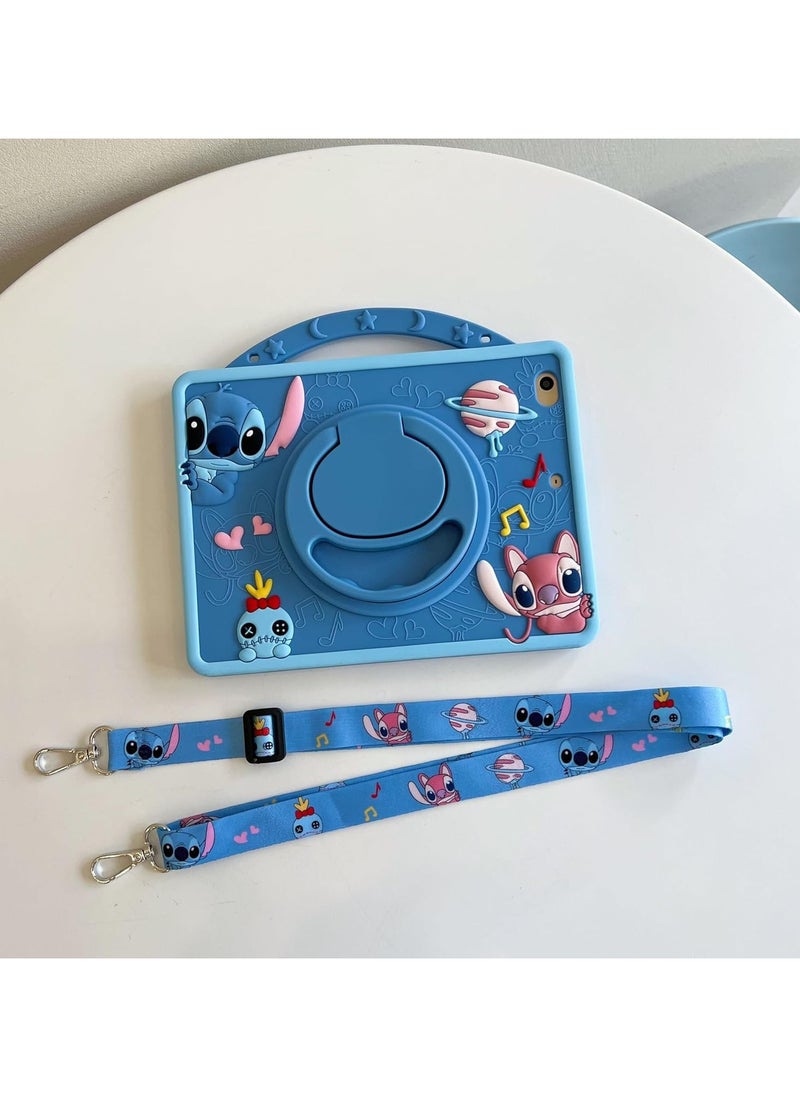 VKL - Compatible with Samsung Galaxy Tab A9 Case 8.7 inch 2023: with Pencil Holder & Shoulder Strap, Soft Silicone Multi-Angle Kids Cover for Galaxy Tab A9 Tablet SM-X110/X115 (Blue) - Image 1
