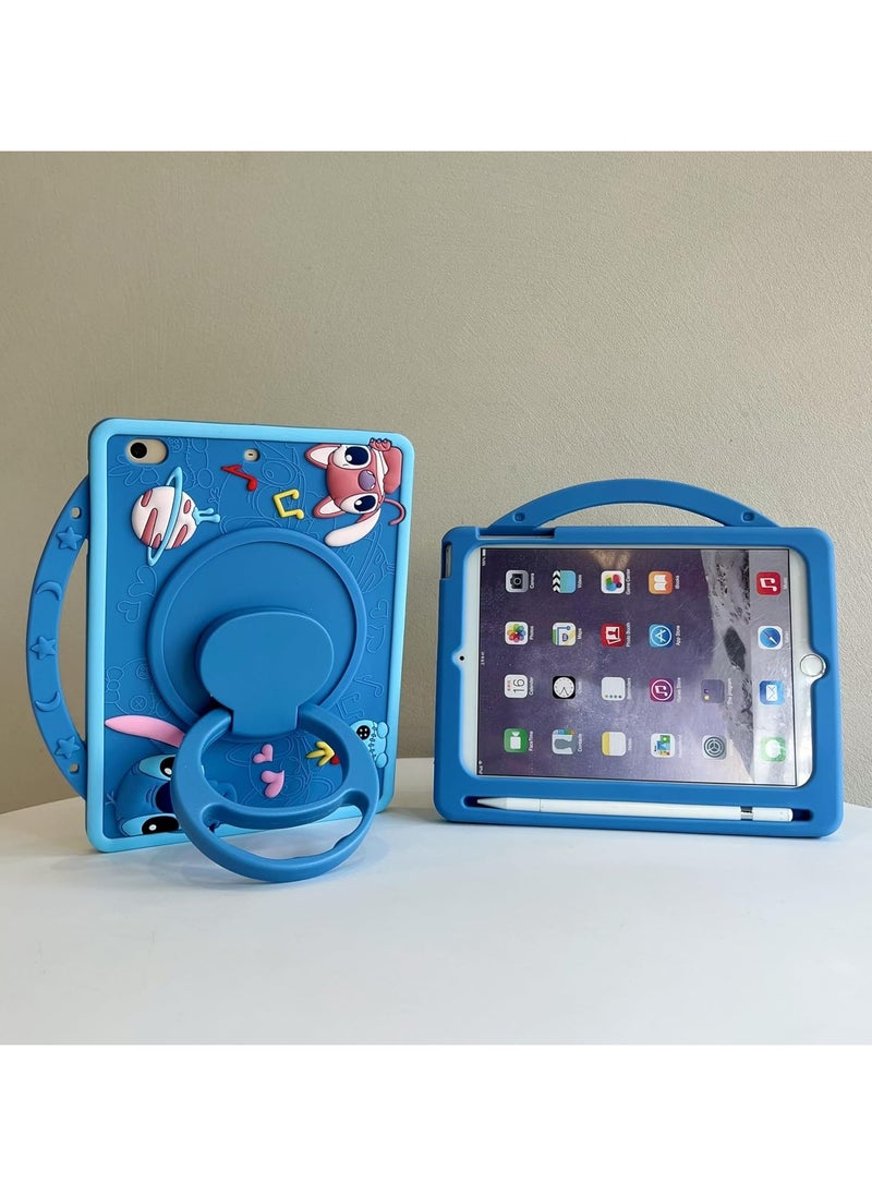 VKL - Compatible with Samsung Galaxy Tab A9 Case 8.7 inch 2023: with Pencil Holder & Shoulder Strap, Soft Silicone Multi-Angle Kids Cover for Galaxy Tab A9 Tablet SM-X110/X115 (Blue) - Image 1