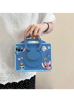 VKL Compatible with Samsung Galaxy Tab A9 Case 8.7 inch 2023: with Pencil Holder & Shoulder Strap, Soft Silicone Multi-Angle Kids Cover for Galaxy Tab A9 Tablet SM-X110/X115 (Blue)  - Image 3