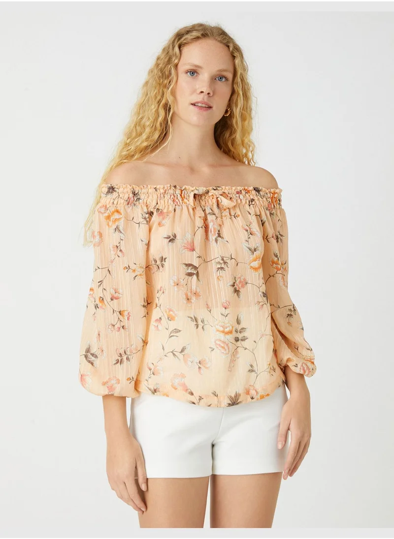 KOTON Off the Shoulder Chiffon Blouse