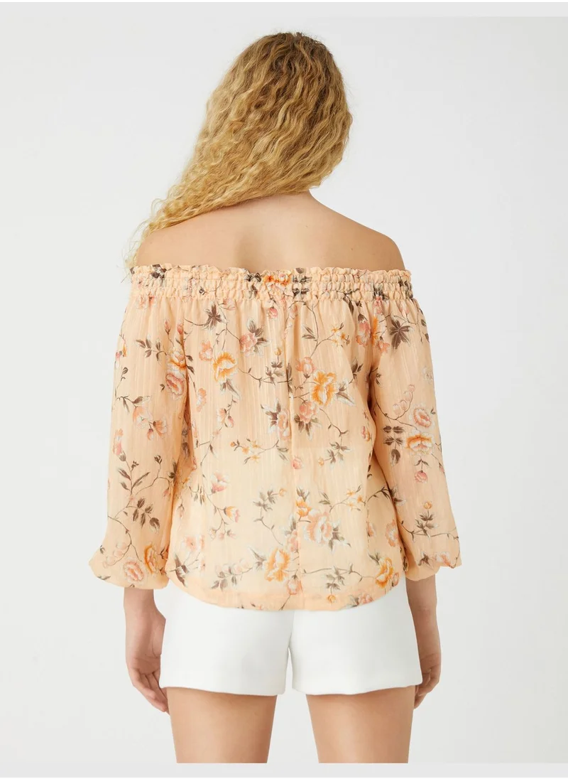 KOTON Off the Shoulder Chiffon Blouse