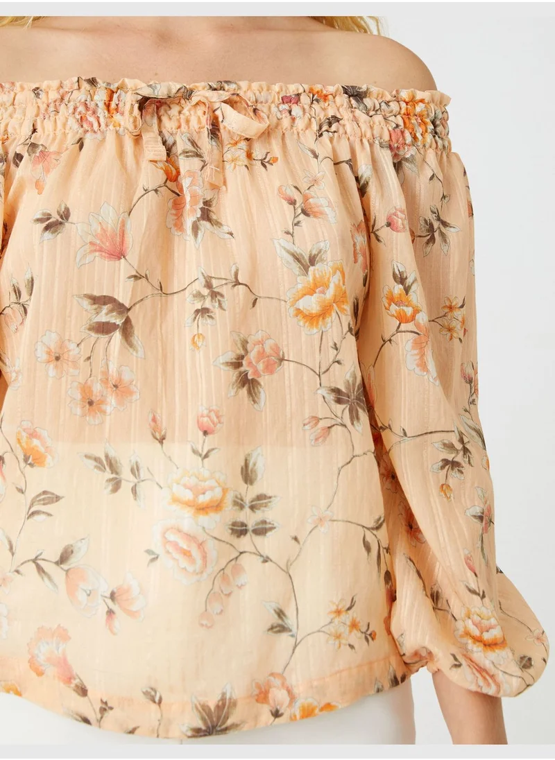 KOTON Off the Shoulder Chiffon Blouse