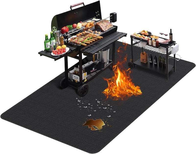 TAOMAND Large 76 x 52 inches Under Grill Mats for Outdoor Grill | Double-Sided Fireproof | Waterproof | Oil-Proof | Easy to Clean | Indoor Fireplace/Fire Pit Mat | Quality BBQ Mat for Deck Patio Lawn - Image 1