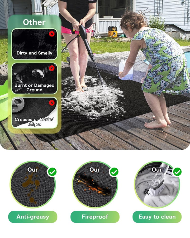 TAOMAND Large 76 x 52 inches Under Grill Mats for Outdoor Grill | Double-Sided Fireproof | Waterproof | Oil-Proof | Easy to Clean | Indoor Fireplace/Fire Pit Mat | Quality BBQ Mat for Deck Patio Lawn - Image 5