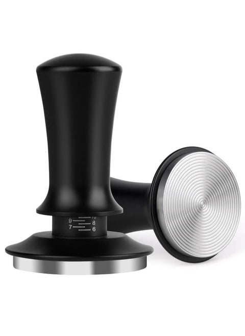 58MM Espresso 30lb Constant Force Coffee Tamper Spring Loaded Tamper With Stainless Steel Base And Matching Stand Black