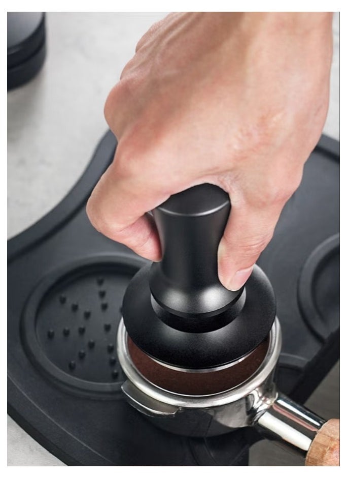 58MM Espresso 30lb Constant Force Coffee Tamper Spring Loaded Tamper With Stainless Steel Base And Matching Stand Black