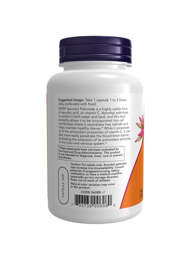 now مكملات أسكوربيل بالميتات 500 ملغ فيتامين سي استر 100 كبسولة نباتية - Image 4