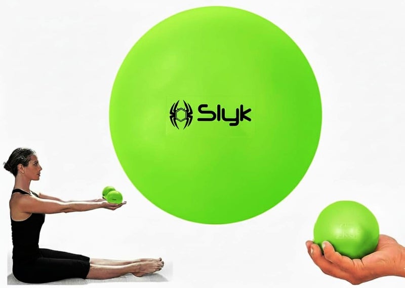 SLYK Toning Ball Soft 1 kg Weighted Vinyl Mini Ball, Natural Sand Filled Medicine Ball for Core Strengthen, Gym, Physiotherapy & Yoga (Neon Green) - Image 1