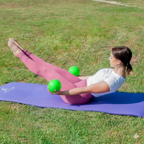 SLYK Toning Ball Soft 1 kg Weighted Vinyl Mini Ball, Natural Sand Filled Medicine Ball for Core Strengthen, Gym, Physiotherapy & Yoga (Neon Green) - Image 3