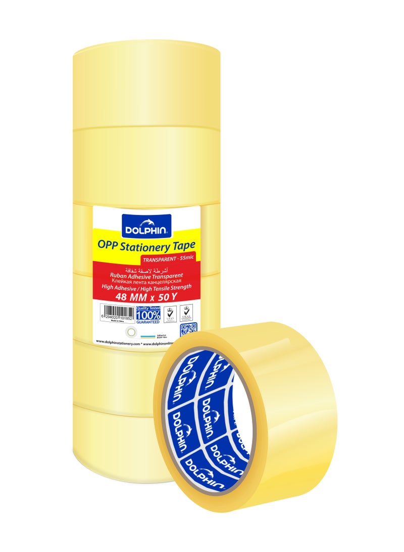 Dolphin Transparent Adhesive Tape 48 mm × 50 Yards Strong Hold for Packing & General Use