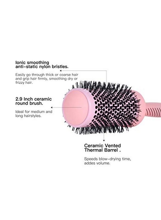 Perfehair Large Ceramic Round Brush For Blow Drying 2.9 Inch Professional Ion Thermal Barrel Hairbrush For Women Styling BlowoutCurling Smoothing Straightening Medium To Long Wavy Or Curly Hair Pink - Image 5