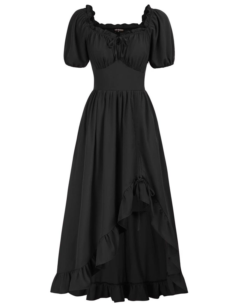 Scarlet Darkness Summer Corset Dress for Women Off Shoulder Renaissance Ruffle Long Dress Black M - Image 1