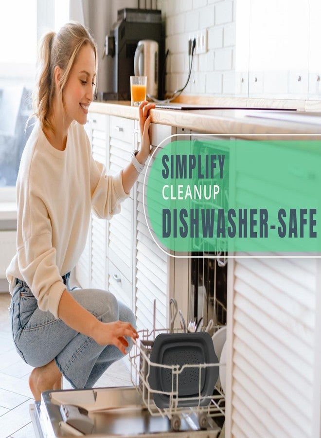 كومفيفي مصفاة تُعلق فوق الحوض بمقابض - مصفاة مطبخ بلاستيكية سوداء أنيقة للمعكرونة والخضراوات والفواكه - تصميم موفر للمساحة - 17.1 × 10.1 × 1.4 بوصة - Image 5