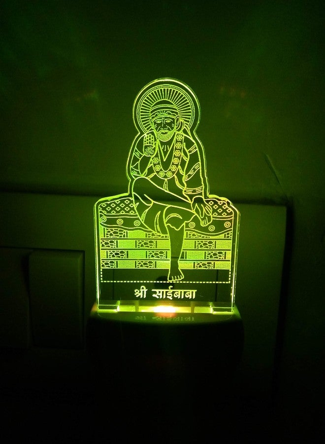 UKANI 7 Color Changing Light 3D Illusion Sai Baba Design Night Lamp (4 Inch, Multicolour)
