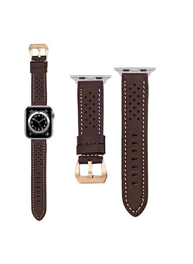 vesus Vent Genuine Leather Replacement Band for Apple Watch Series 6/SE/5/4/3/2/1 40/38mm Brown