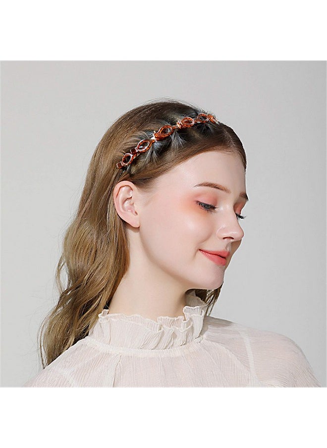 Nackiy - Double Bangs Hairstyle Hairpin Headband Korean Braided Headbands For Women Double Layer Twist Plait Headband Hair Tools Multilayer Hollow Woven Headband Headband With Alligator Clip(Black+Coffe) - Image 1