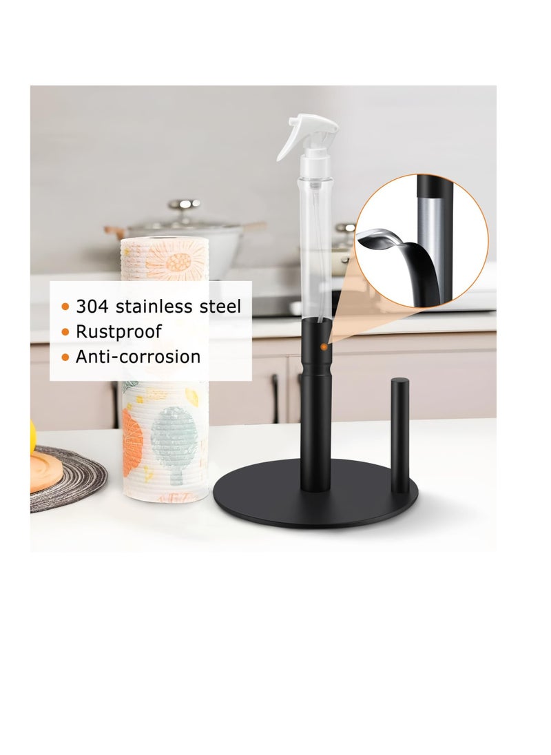 KASTWAVE Stainless Steel Countertop Paper Towel Holder, Paper Towel Stand for Kitchen Counter Bathroom Table, Paper Towel Holder with Spray Bottle, Point Heavy Weighted Sturdy Paper Towel Holder (Black)  - Image 5