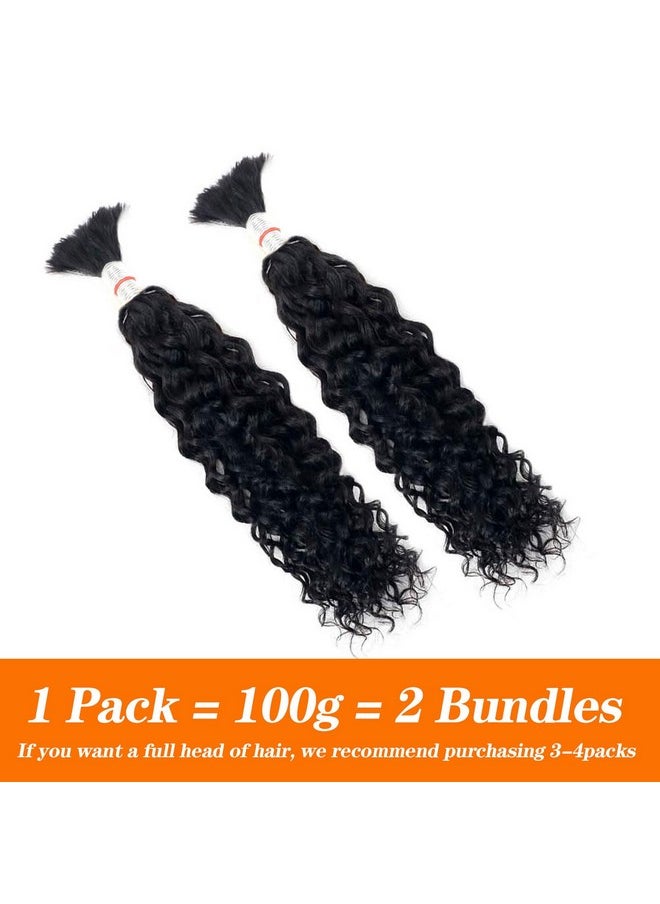 Forevermore - Human Braiding Hair Water Wave Bulk Human Hair For Braiding No Weft Wet And Wavy Human Hair Braiding Hair Extensions For Boho Braids 2 Bundles Human Hair Per Pack 100G (20Inch, Natural Black) - Image 1