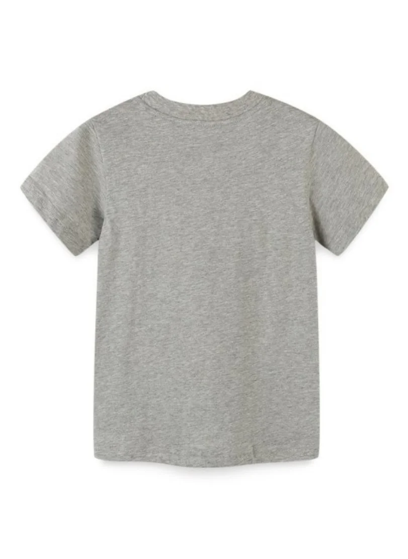 YUNIQEE Grey Printed Round Neck Cotton T-shirt