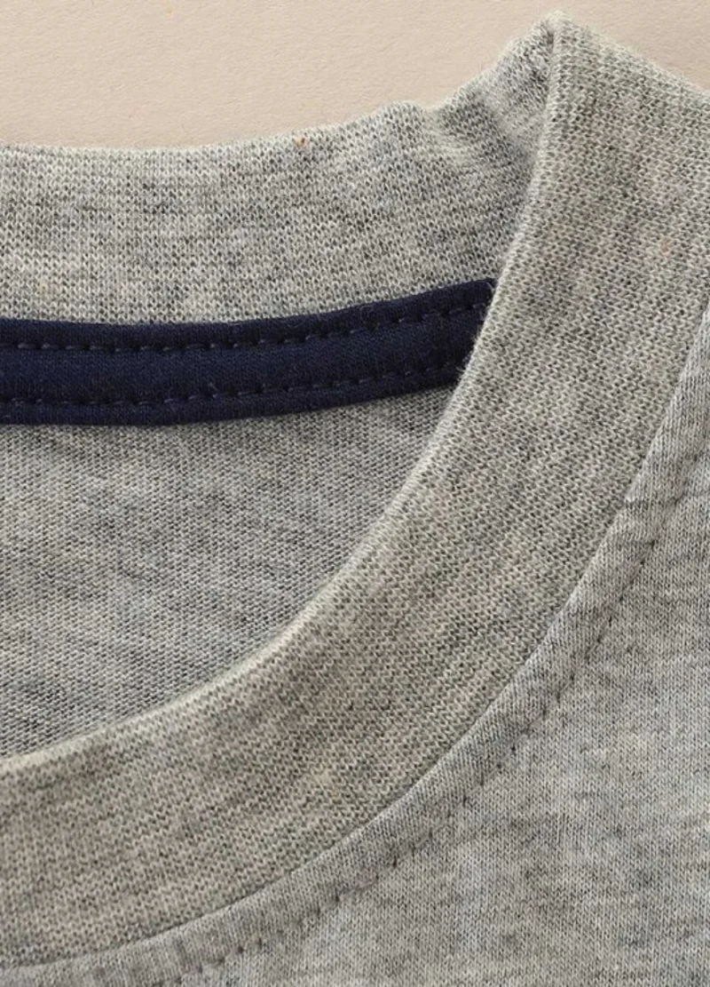 يونيكي Grey Printed Round Neck Cotton T-shirt