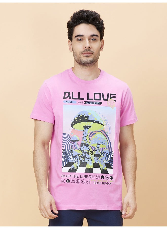 Being Human Mens Bebe Pink Round Neck Short Sleeve T-Shirt - Image 1