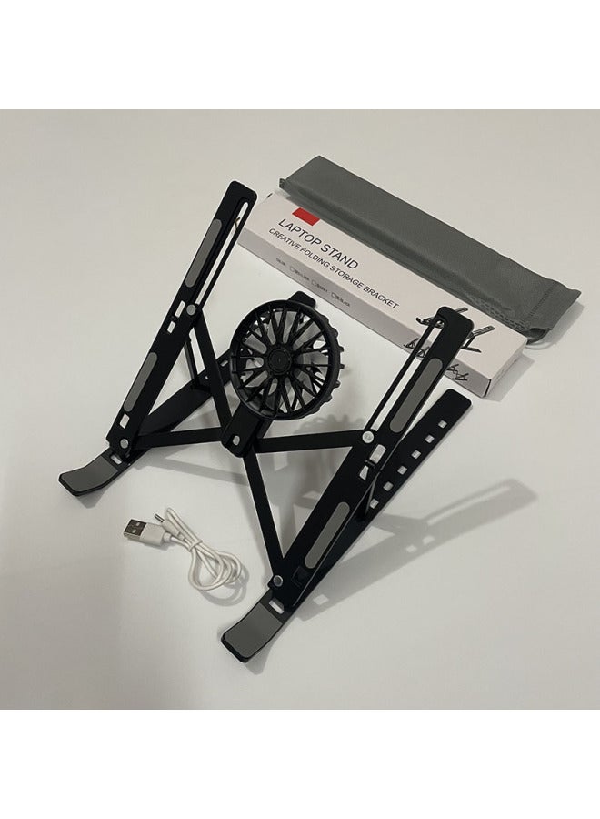 Loquat Notebook Stand Foldable Lifting Portable Base Fan Cooling Bracket Desktop Aluminum Alloy Computer Support-Color:Aluminum Alloy 18inch  + Fan  - Image 1