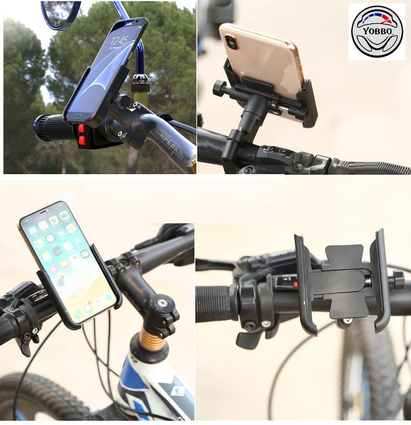 Yobbo Universal Metal Mobile Phone Mount Holder Waterproof 360° Anti Shake Grip Clamp GPS Maps Navigation for Handlebar for All Bikes, Cycle, Scooty 3.5 and 7.0 inches Fits (Pack of 1) - Image 2
