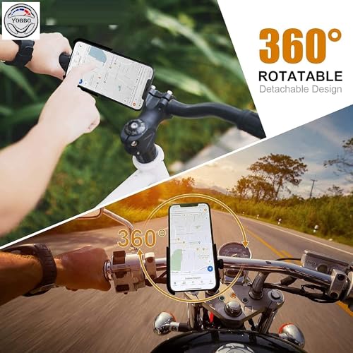 Yobbo Universal Metal Mobile Phone Mount Holder Waterproof 360° Anti Shake Grip Clamp GPS Maps Navigation for Handlebar for All Bikes, Cycle, Scooty 3.5 and 7.0 inches Fits (Pack of 1) - Image 3