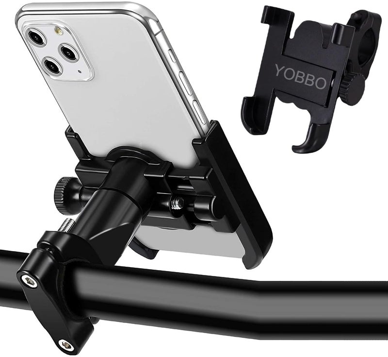 Yobbo Universal Metal Mobile Phone Mount Holder Waterproof 360° Anti Shake Grip Clamp GPS Maps Navigation for Handlebar for All Bikes, Cycle, Scooty 3.5 and 7.0 inches Fits (Pack of 1) - Image 1