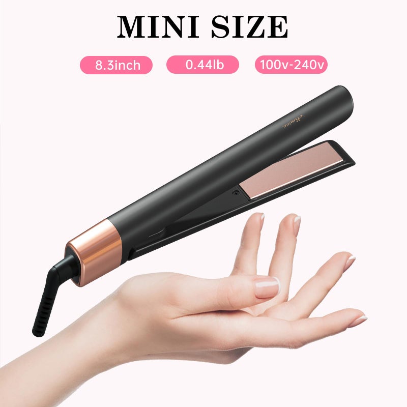 AIMSEE Mini Flat Iron 1 Inch Ceramic Mini Hair Straightener  Small Flat Irons For Short Hair  Curls Bangs  Dual Voltage For Travel Dual Voltage For Worldwide Use  Black - Image 3