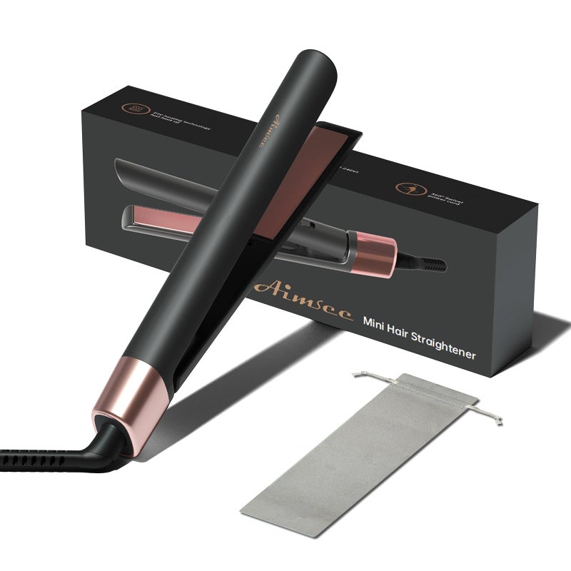 AIMSEE Mini Flat Iron 1 Inch Ceramic Mini Hair Straightener  Small Flat Irons For Short Hair  Curls Bangs  Dual Voltage For Travel Dual Voltage For Worldwide Use  Black - Image 1