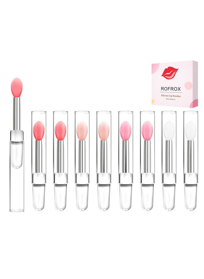 ROFROX Silicone Lip Brushes Tool Lipstick Applicator Brushes With Caps For Makeup Beauty Brushes Eyeshadow Lip Brush For Applying Mask Oil Lipstick Lip Gloss 8Pcs/Box - Image 1