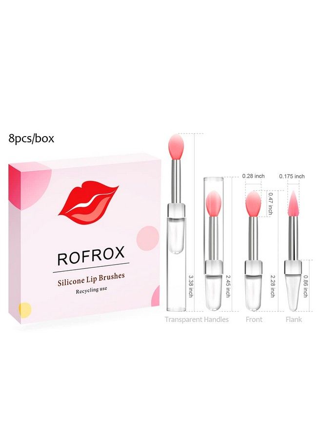 ROFROX Silicone Lip Brushes Tool Lipstick Applicator Brushes With Caps For Makeup Beauty Brushes Eyeshadow Lip Brush For Applying Mask Oil Lipstick Lip Gloss 8Pcs/Box - Image 4