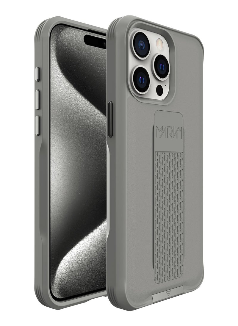 MARVN - iPhone 14 Case by MARVN Special Case for iPhone 14/14Plus/14 Pro/14 Pro Max – Grey, Full Shockproof Protection, Slim Design, Retractable Kickstand, Wireless Charging Compatibility, Raised Camera & Screen Protection - Image 1