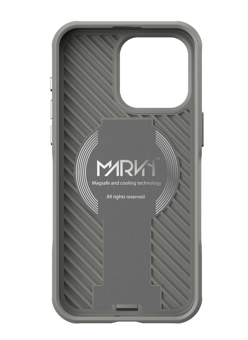 MARVN - iPhone 14 Case by MARVN Special Case for iPhone 14/14Plus/14 Pro/14 Pro Max – Grey, Full Shockproof Protection, Slim Design, Retractable Kickstand, Wireless Charging Compatibility, Raised Camera & Screen Protection - Image 1