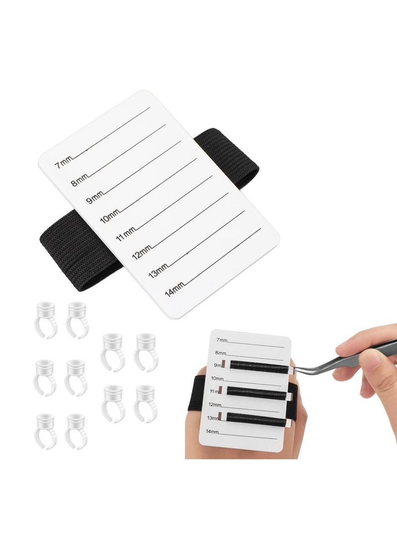 SYOSI Eyelash Extension Hand Plate, SYOSI Eyelash Extension Holder With 10 Disposable Glue Rings with Adjustable Wrist Strap - Image 1