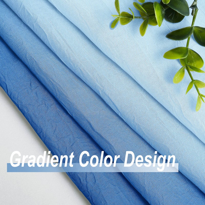 Purainbow Blue Ombre Sheer Curtains 84 Inch Long for Living Room Bedroom, Gradient Chiffon Light Filtering Window Curtain Drapes for Boys Room, Rod Pocket Semi Sheer Panels for Home Decor, 42"W, Set of 2 - Image 4