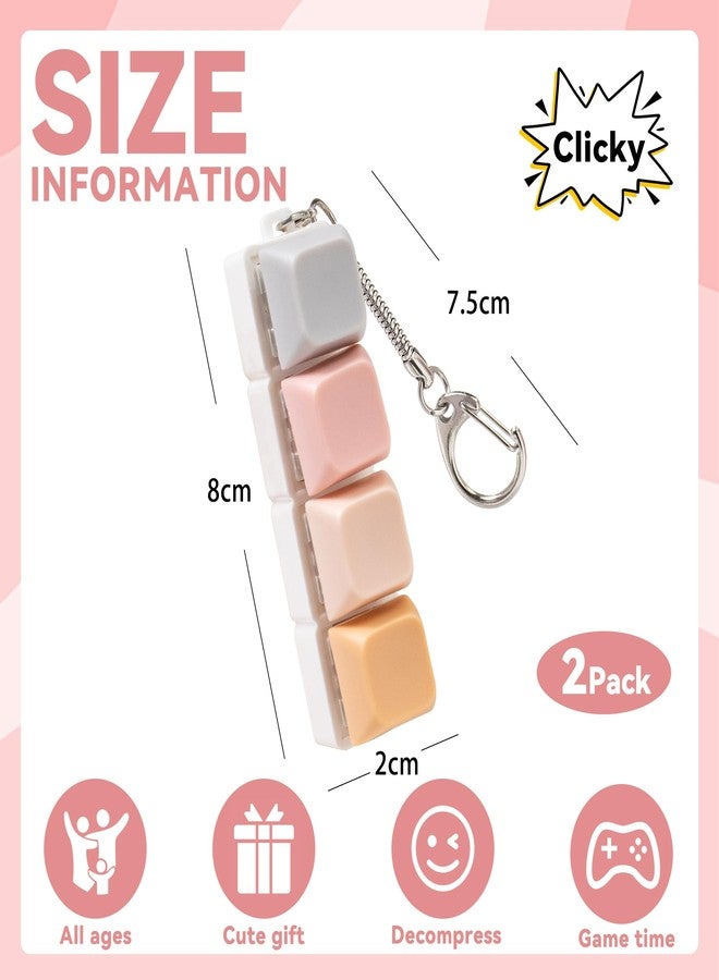 Sumgsn 2 Pcs Keyboard Fidget Toy Clicker Keyboard Keychains for Adult Stress Relief and Anxiety (Gray and Pink) - Image 2