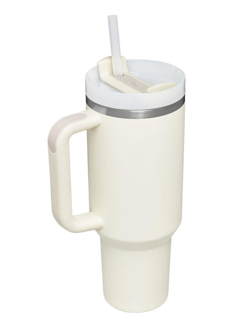 Stanley - 40oz Stanley Quencher H20 Flowstate Stainless Steel Vacuum Insulated Tumbler with Lid and Straw for Water, Iced Tea or Coffee, Smoothie and More, Cream (White) - Image 1
