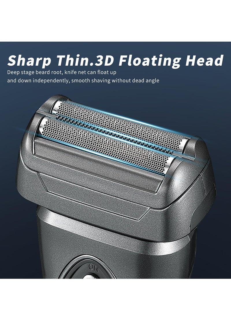 Men's Electric Razor, Rechargeable Electric Face Shaver, Cordless Razor for Men, IPX7 Waterproof Wet and Dry, Reciprocating Cutter, Easy to Clean, Sideburn Trimmer with USB Type-C Fast Charging
