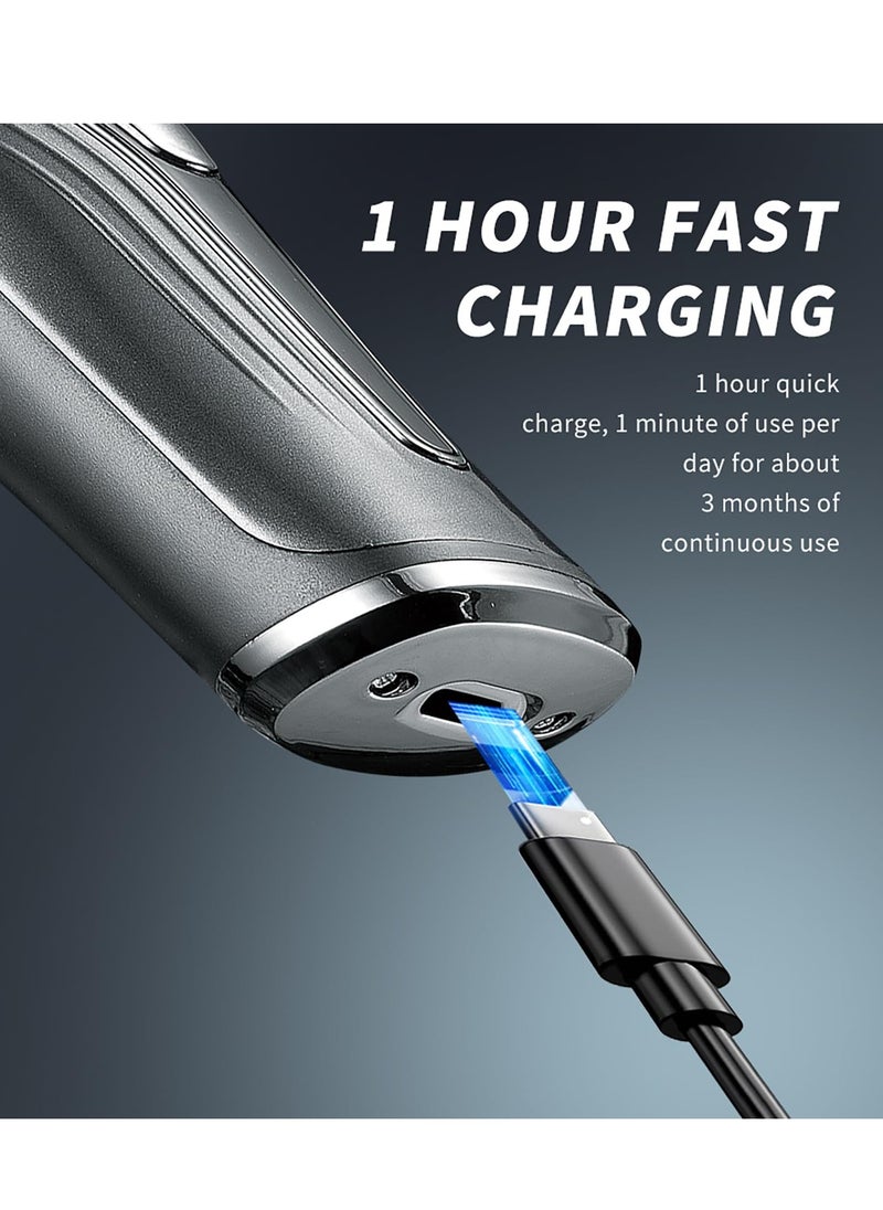 Men's Electric Razor, Rechargeable Electric Face Shaver, Cordless Razor for Men, IPX7 Waterproof Wet and Dry, Reciprocating Cutter, Easy to Clean, Sideburn Trimmer with USB Type-C Fast Charging