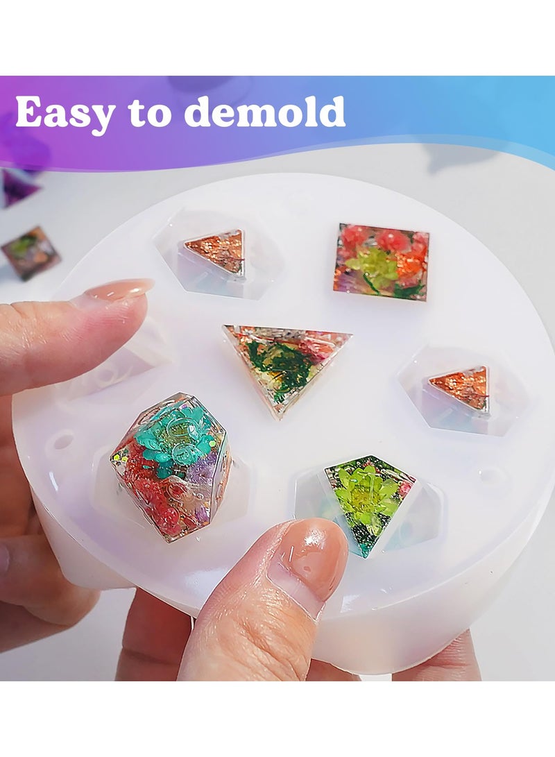 Excefore Dice Molds for Resin, Integrated DND Dice Resin Mold with 7 Standard Polyhedral Sharp Edge Dice Cavities, Easy to Making Silicone Molds for Epoxy Resin, DIY Dices Making,Level Up Your Tabletop Gaming - Image 5