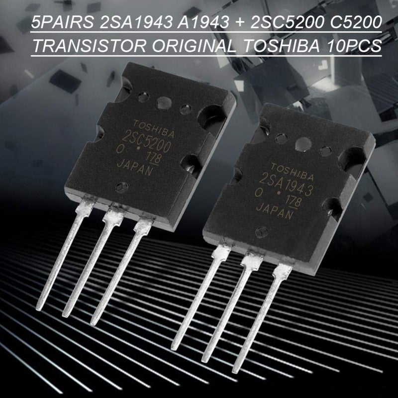 klarako 5 Pair Audio Transistors, 5pcs 2SA1943 with 5pcs 2SC5200 High Power Matched Silicon Audio Transistors - Image 2