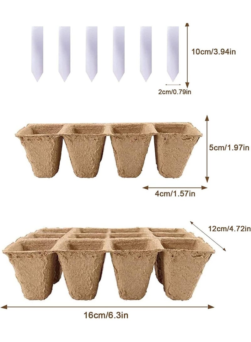 10 قطع من أواني الخث لبدء زراعة البذور، طقم صواني لبدء زراعة البذور، مع ملصقات نباتية بلاستيكية، عضوية قابلة للتحلل، لبدء زراعة البذور - Image 2